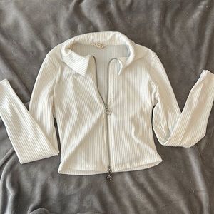 cute white zip up with heart zippers